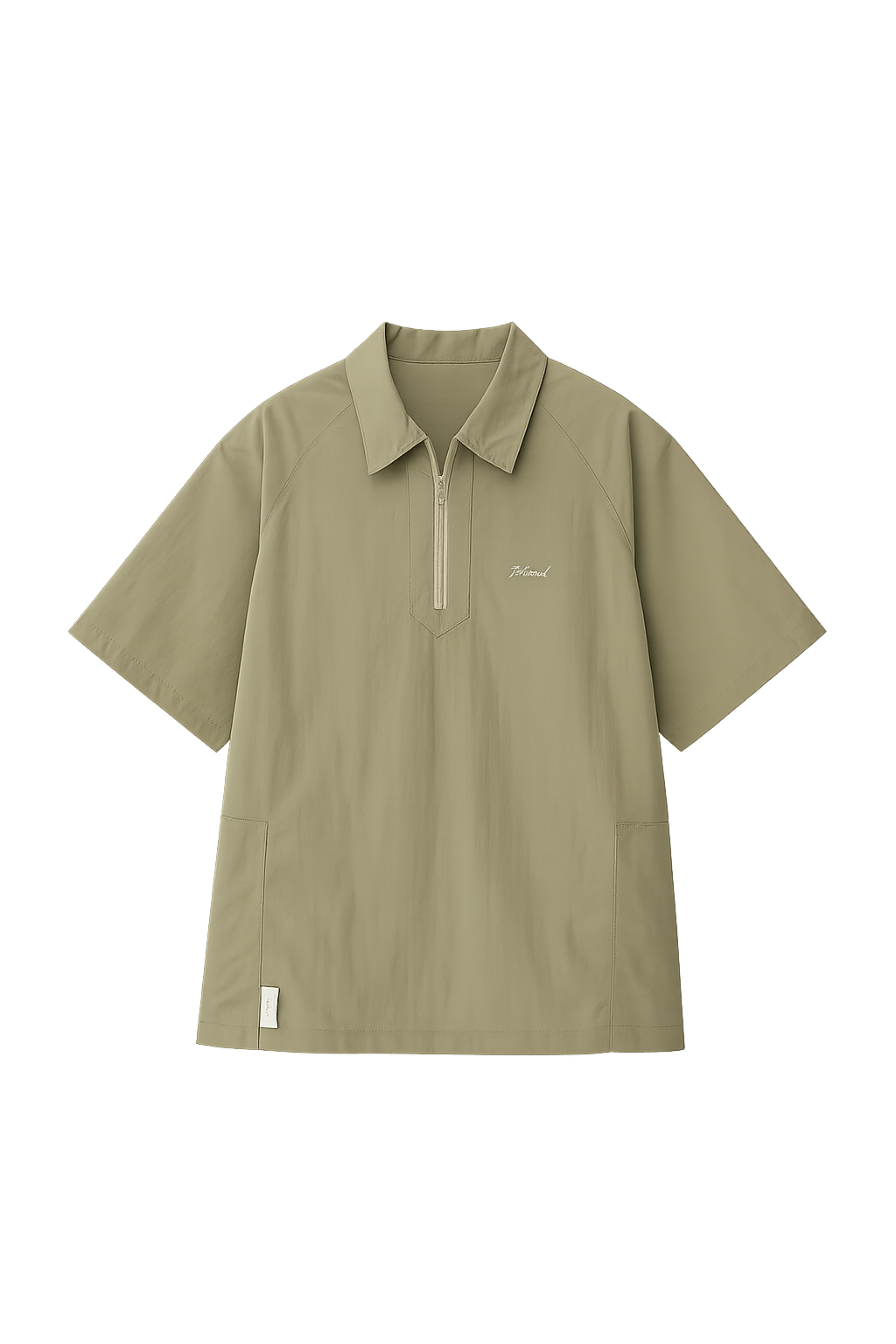 Half-Zip Minimalist Utility Polo – Sandstone Beige
