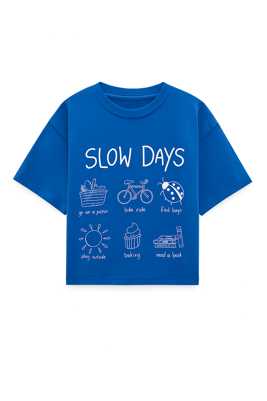 “Slow Days” Graphic Tee – Ocean Blue