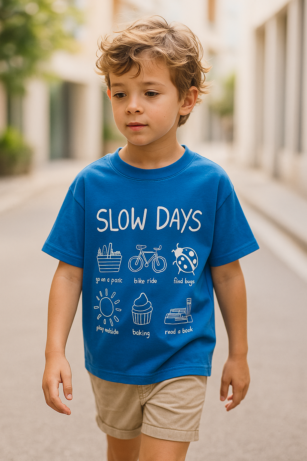 “Slow Days” Graphic Tee – Ocean Blue