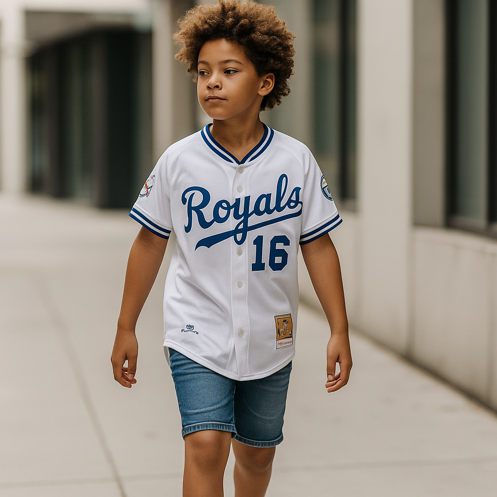 Vintage Royals Baseball Jersey – White/Blue (No. 16)