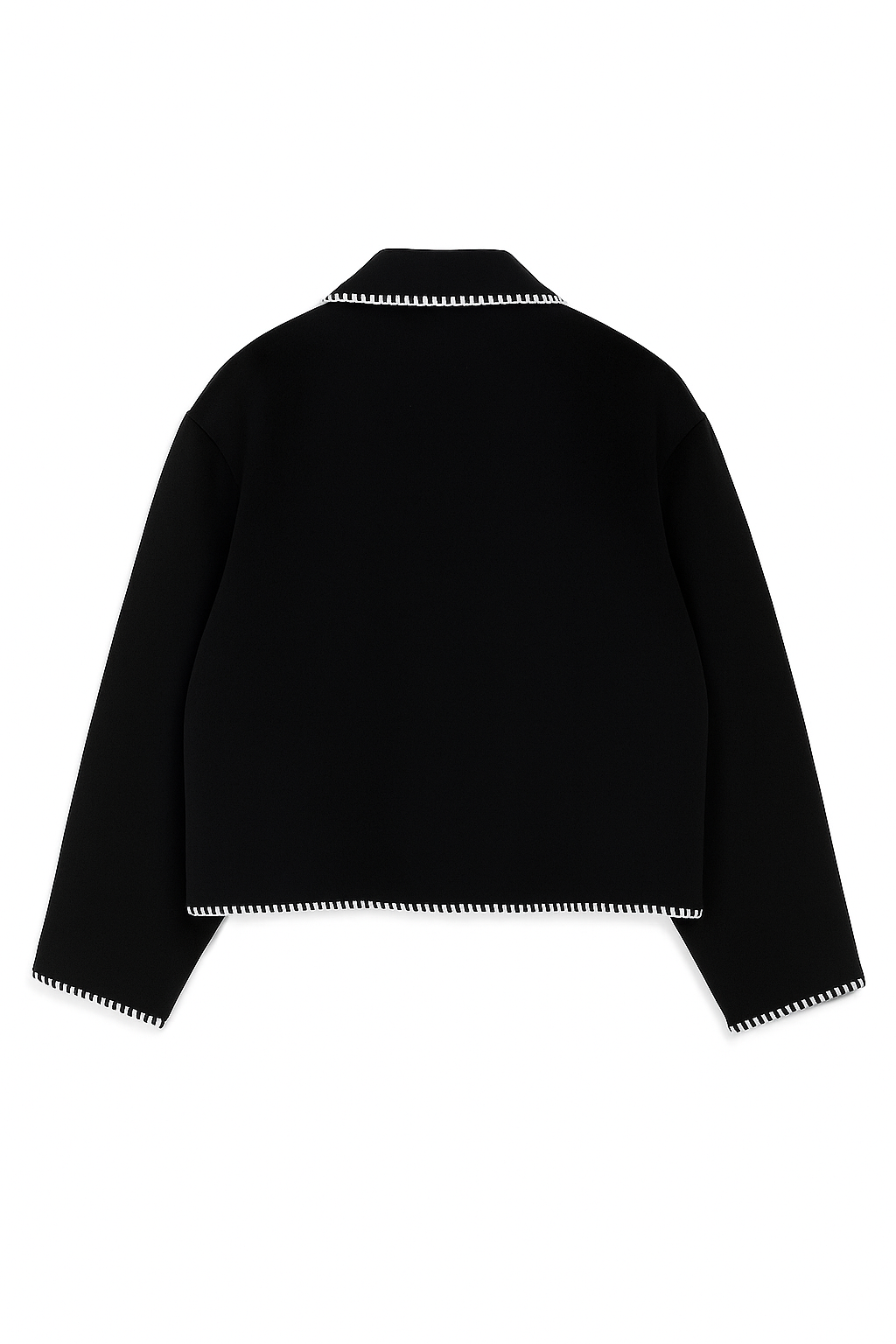 Kids Black Contrast Stitch Button Jacket